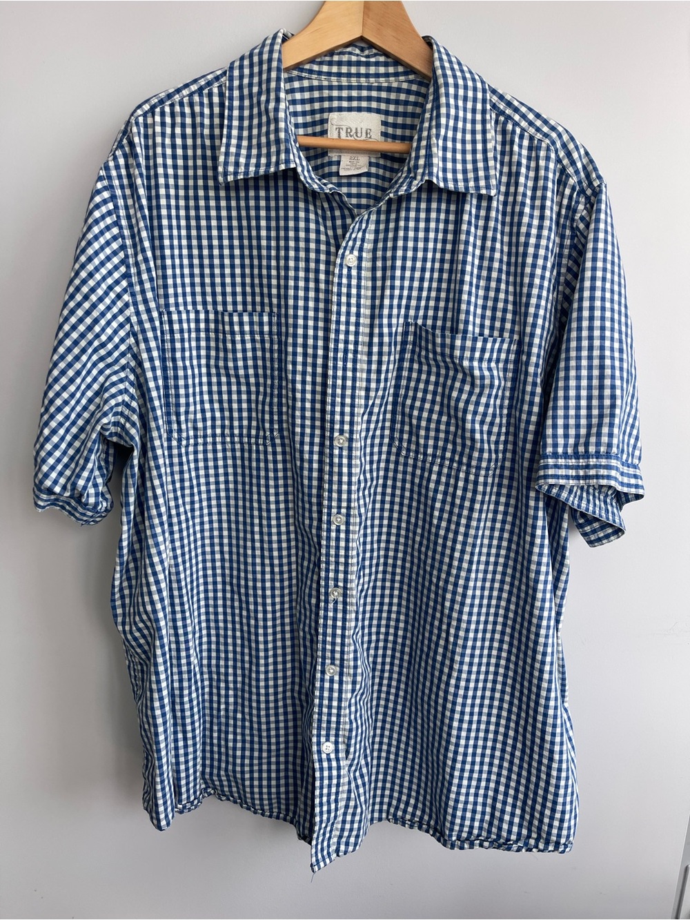 TRUE Blue Gingham Short Sleeve Button-Down Shirt